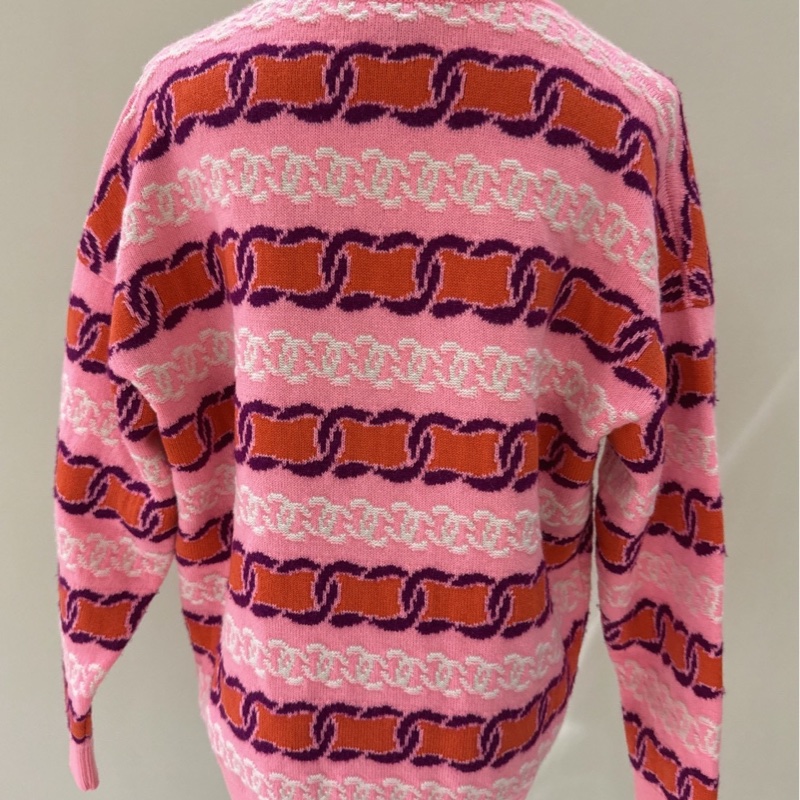 CHANEL 23B 粉色羊絨針織開衫 36碼-5