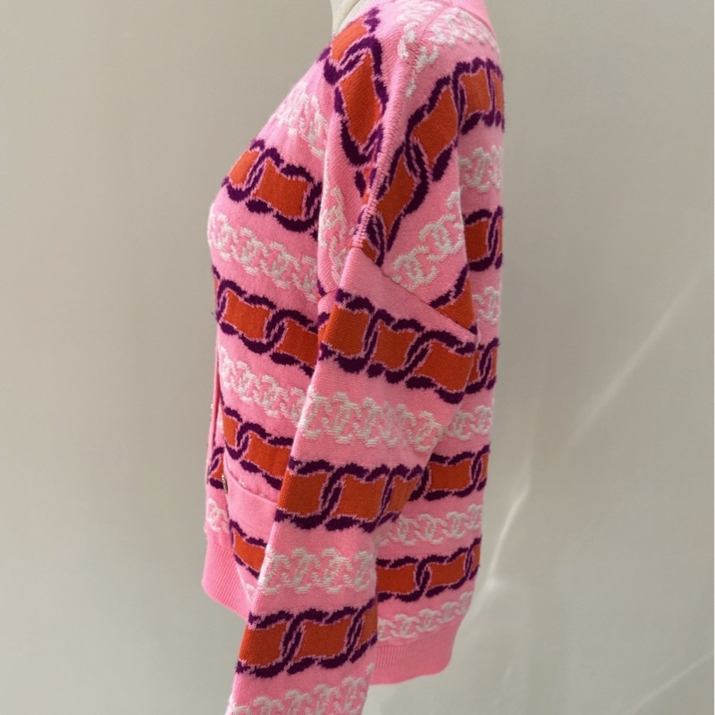 CHANEL 23B 粉色羊絨針織開衫 36碼-6