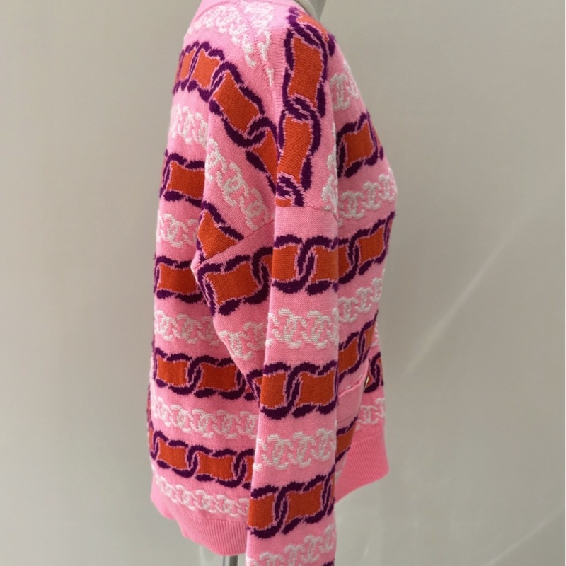 CHANEL 23B 粉色羊絨針織開衫 36碼-7