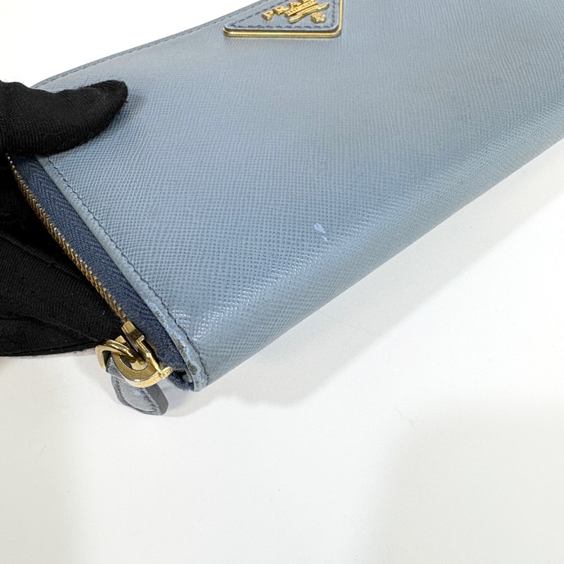 prada天藍色八卡ㄇ拉長夾-6