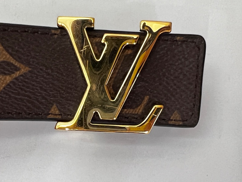 LV 原花黑牛皮金logo釦頭雙面皮帶M0565X-4