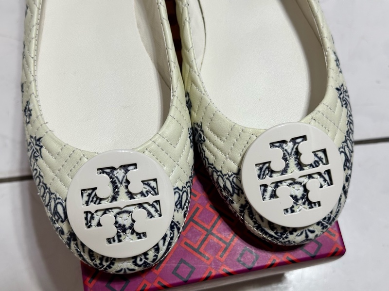 TORY BURCH 藍花紋 娃娃鞋 尺寸7-0