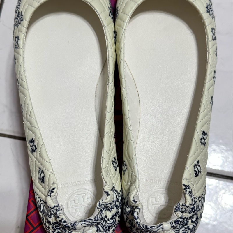 TORY BURCH 藍花紋 娃娃鞋 尺寸7-3