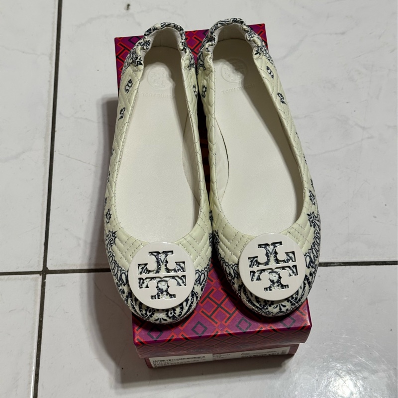 TORY BURCH 藍花紋 娃娃鞋 尺寸7-5