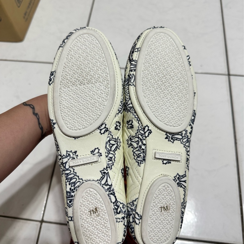 TORY BURCH 藍花紋 娃娃鞋 尺寸7-8