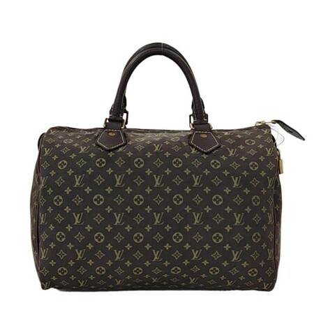 LOUIS VUITTON SPEEDY 30 棕色帆布老花波士頓包手提包 金色五金