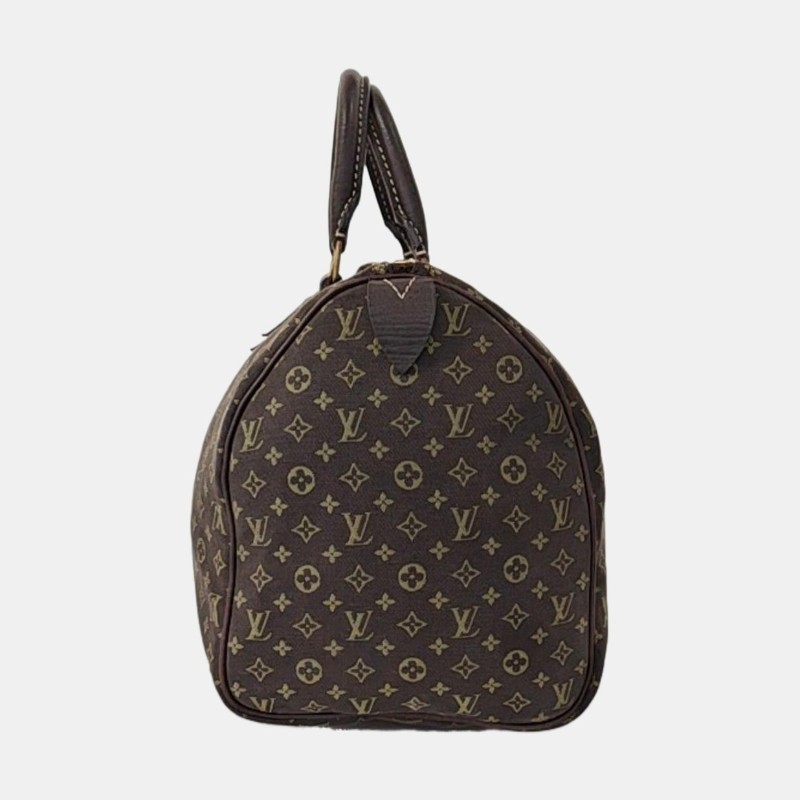 LOUIS VUITTON SPEEDY 30 棕色帆布老花波士頓包手提包 金色五金-3