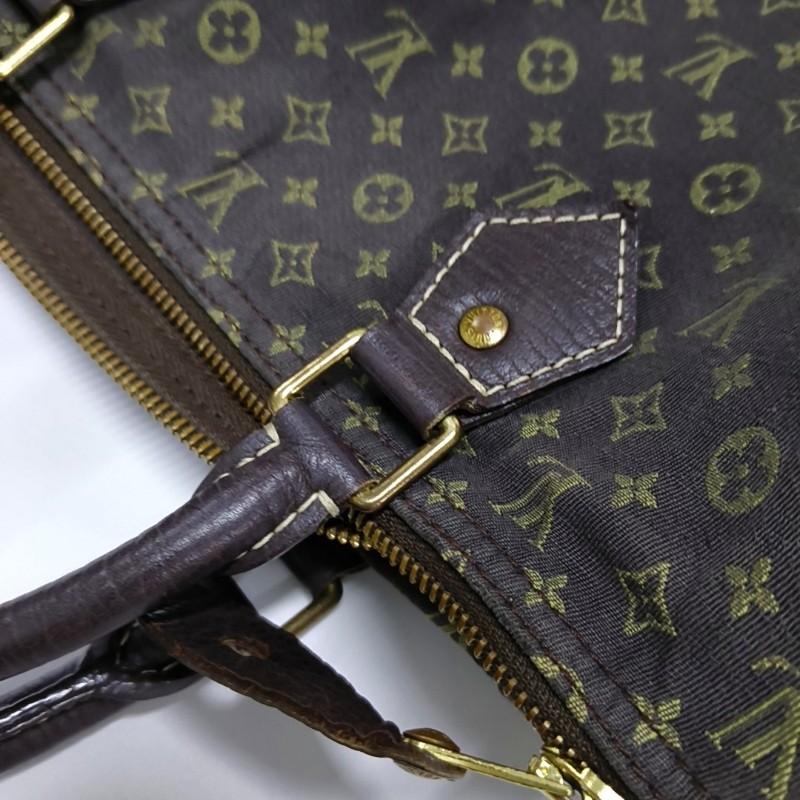 LOUIS VUITTON SPEEDY 30 棕色帆布老花波士頓包手提包 金色五金-8