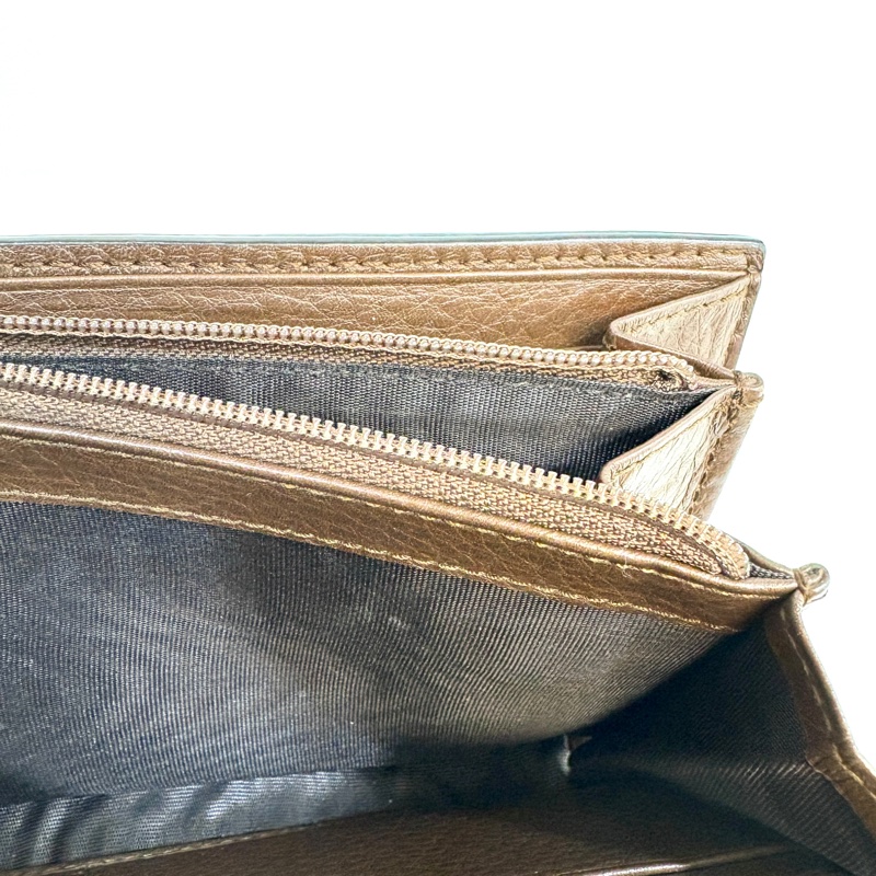 Gucci咖啡色牛皮GG logo下蓋釦式長夾400586-23