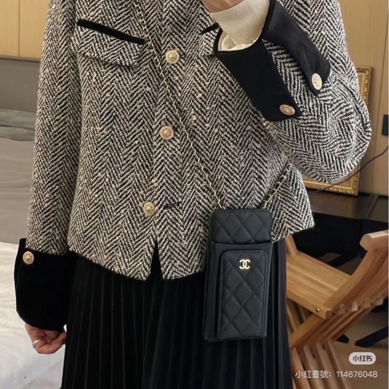 大全配🈶️購證❤️ 香奈兒 #黑金 #荔枝皮 #手機包 #卡包-1