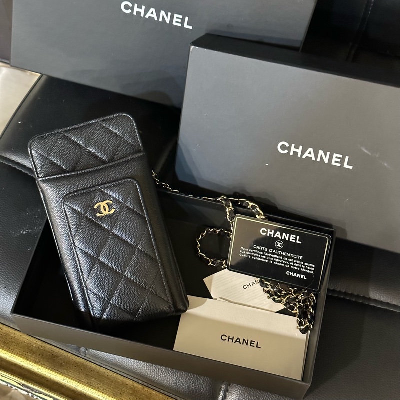 大全配🈶️購證❤️ 香奈兒 #黑金 #荔枝皮 #手機包 #卡包-3