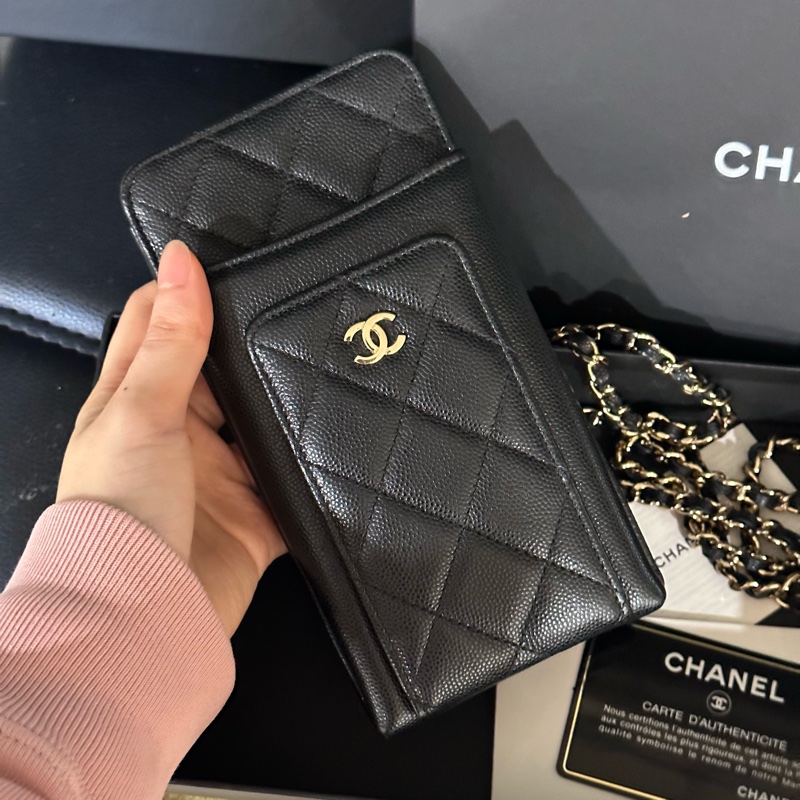 大全配🈶️購證❤️ 香奈兒 #黑金 #荔枝皮 #手機包 #卡包-4