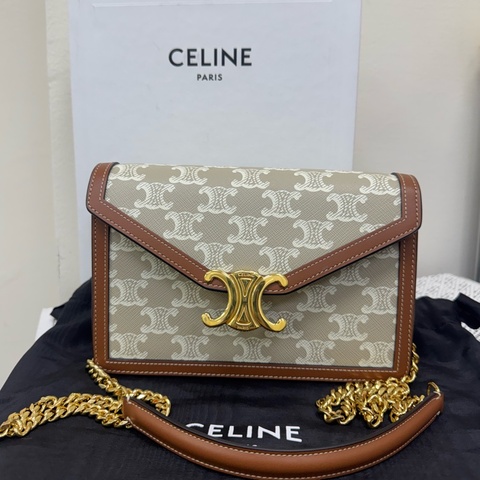 Celine 凱旋門老花鏈條信封包