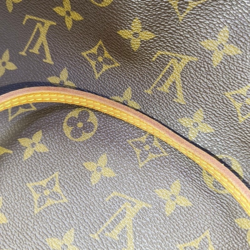 LOUIS VUITTON NEVERFULL 大號 棕色塗層帆布老花購物袋單肩包手提包 金色五金-12