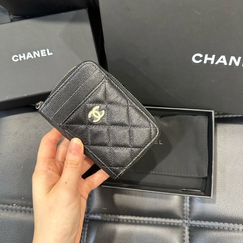 全新全配芯片款❤️ #香奈兒 #黑銀 #荔枝皮 #零錢包 #卡包