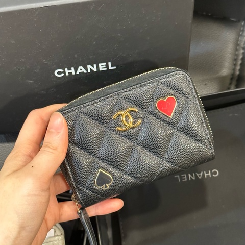 全新全配芯片款❤️ 香奈兒 #黑金 #荔枝皮 #零錢包 #卡包
