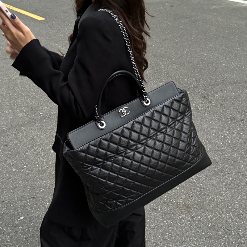 （極新 超稀有⏰） Chanel 皺紋牛皮 大飛機包 專櫃35萬！-2