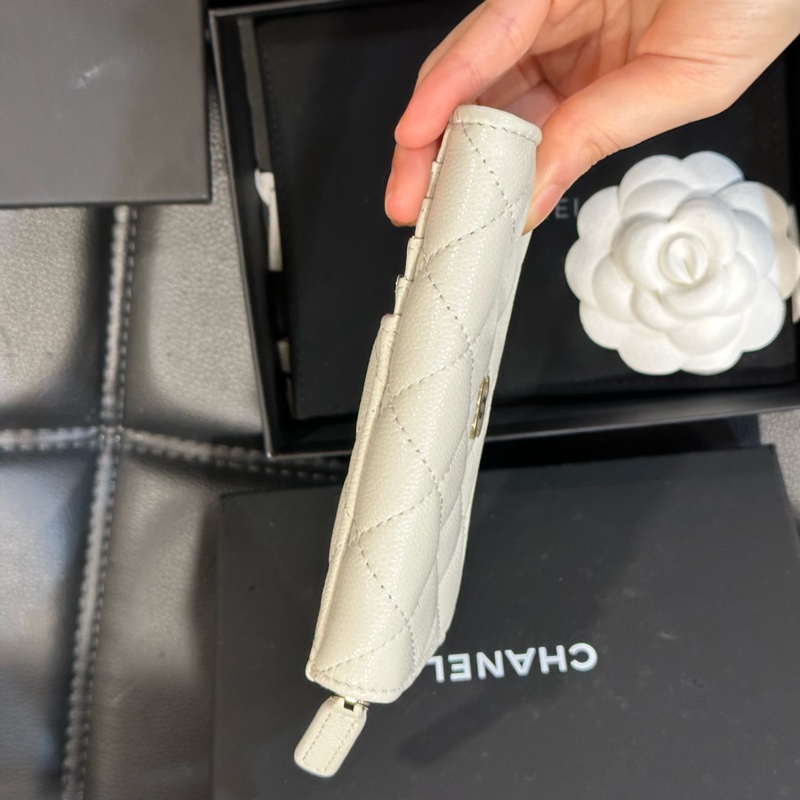 全新全配芯片款❤️ 香奈兒 #奶灰白 #荔枝皮 #零錢包 #卡包-1