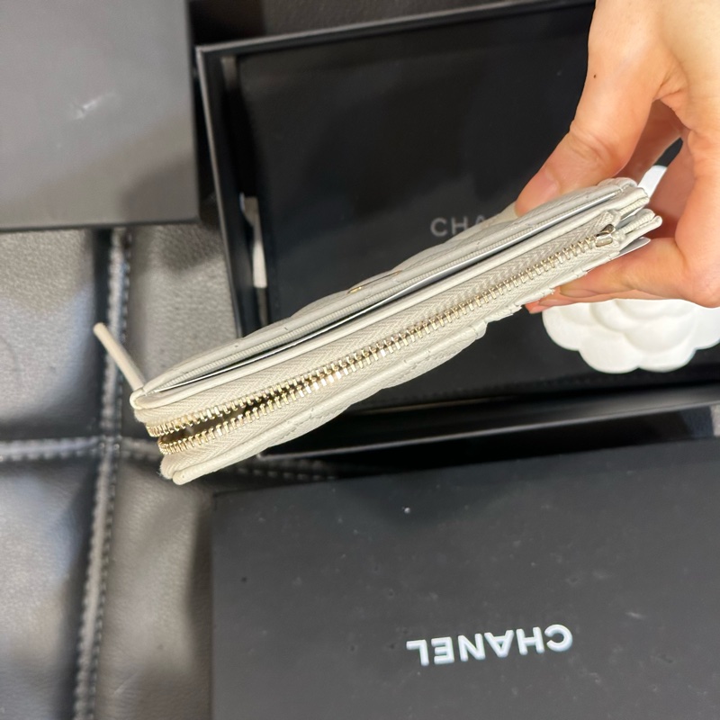 全新全配芯片款❤️ 香奈兒 #奶灰白 #荔枝皮 #零錢包 #卡包-2