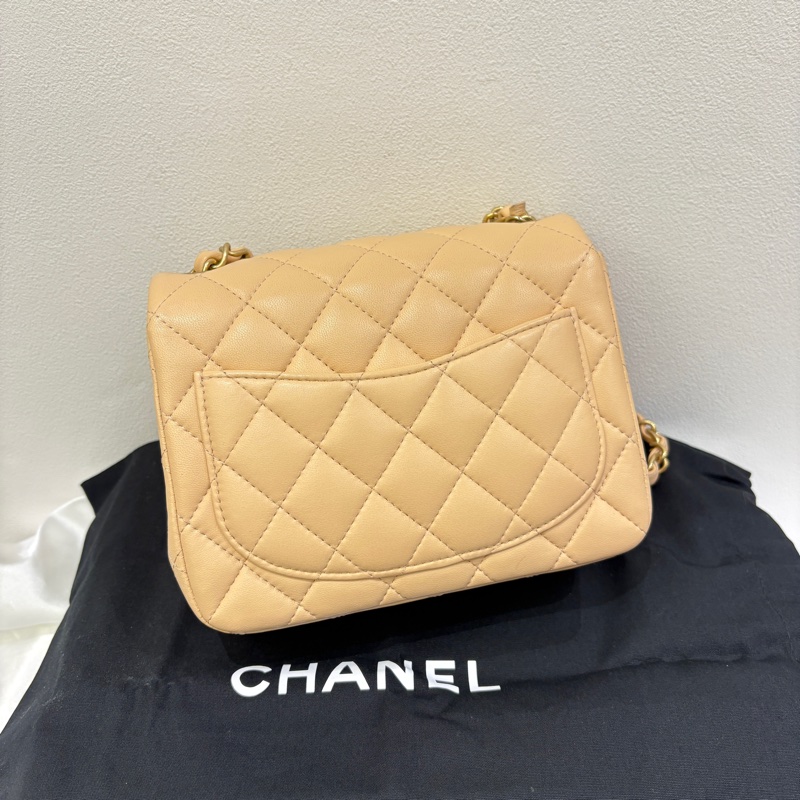 Chanel 奶茶色羊皮方胖子-3