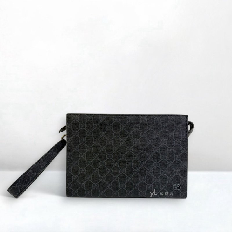 Gucci包包 GG Supreme黑灰雙色帆布手拿包768255-0