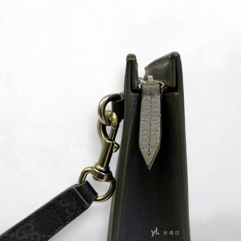 Gucci包包 GG Supreme黑灰雙色帆布手拿包768255-7