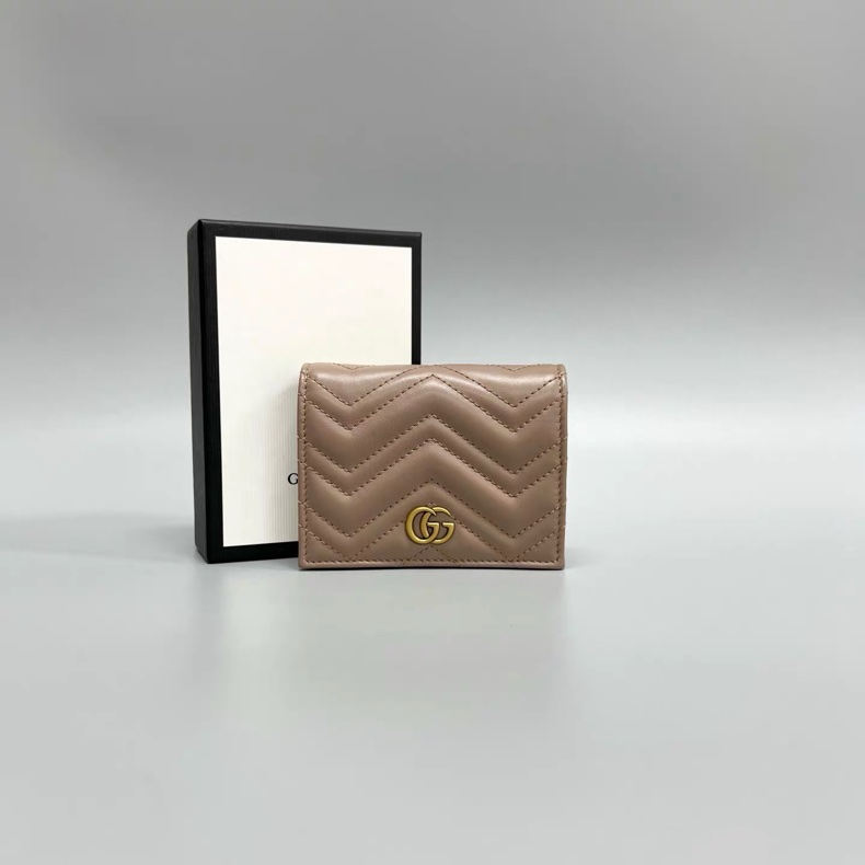 Gucci marmont馬蒙 三折短夾 藕粉色 錢包-0