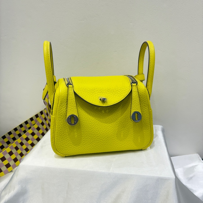 Hermes 檸檬黃TC皮銀mini Lindy-0
