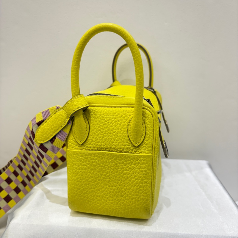 Hermes 檸檬黃TC皮銀mini Lindy-1