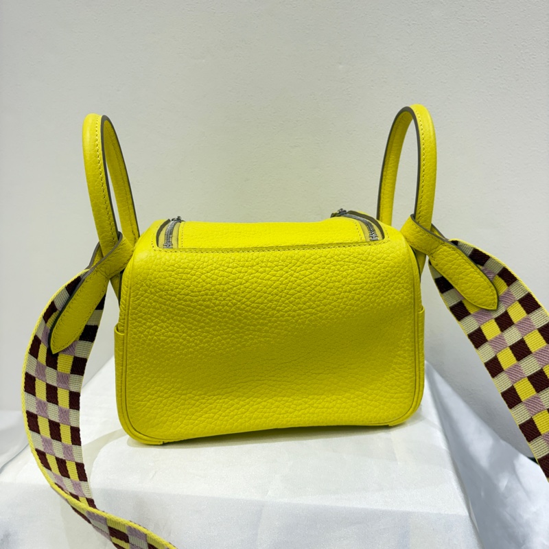 Hermes 檸檬黃TC皮銀mini Lindy-3