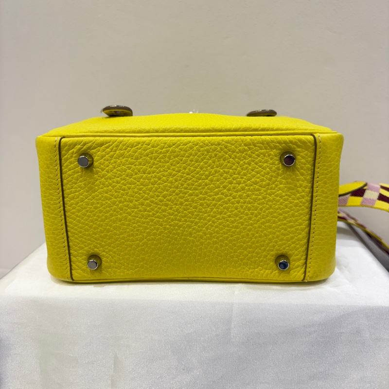 Hermes 檸檬黃TC皮銀mini Lindy-4