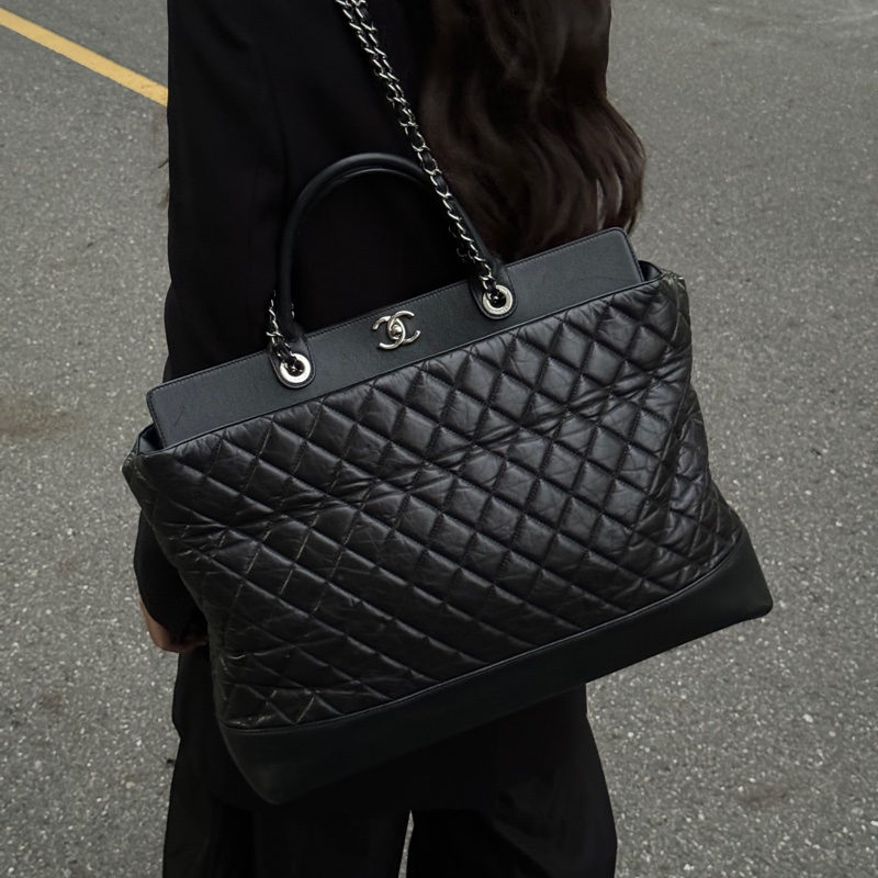 （極新 超稀有⏰） Chanel 皺紋牛皮 大飛機包 專櫃35萬！-4