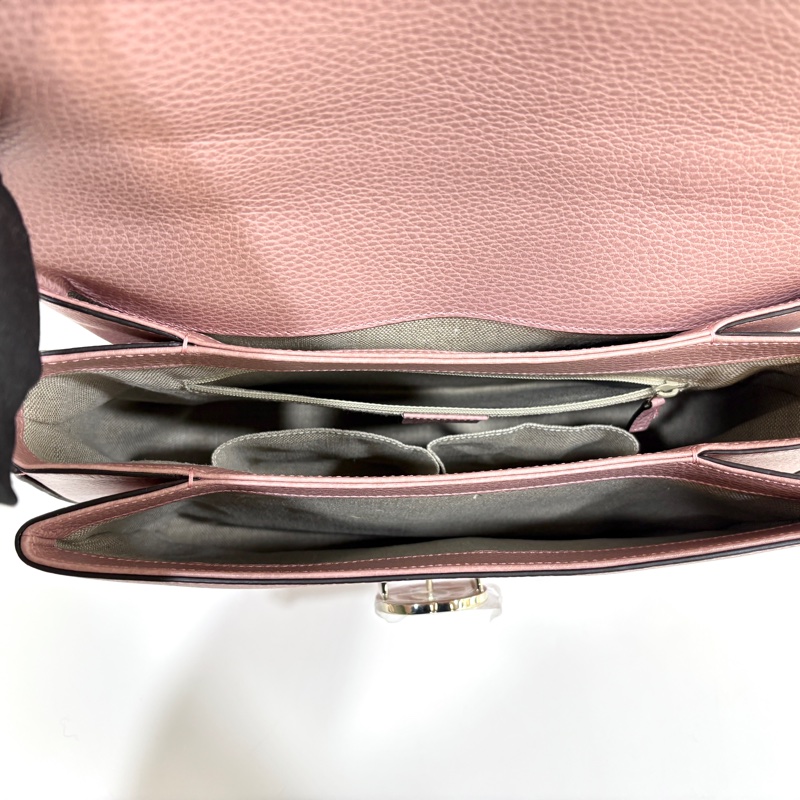 Gucci粉色牛皮下蓋GG手提側背郵差包510306-6