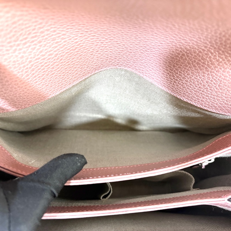 Gucci粉色牛皮下蓋GG手提側背郵差包510306-9