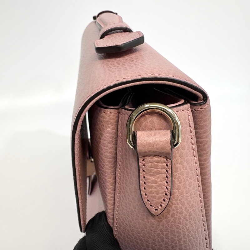 Gucci粉色牛皮下蓋GG手提側背郵差包510306-11