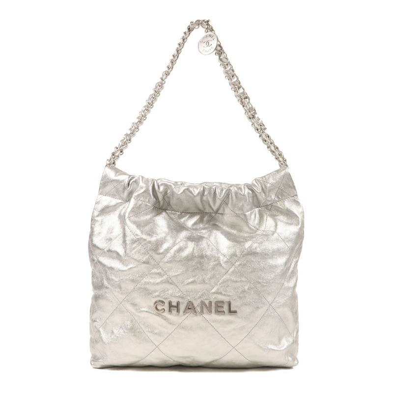 CHANEL 牛皮皮革Chanel 22 Small銀扣鏈帶肩背袋-0