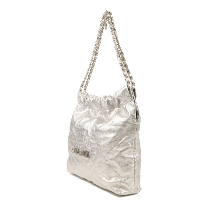 CHANEL 牛皮皮革Chanel 22 Small銀扣鏈帶肩背袋-2