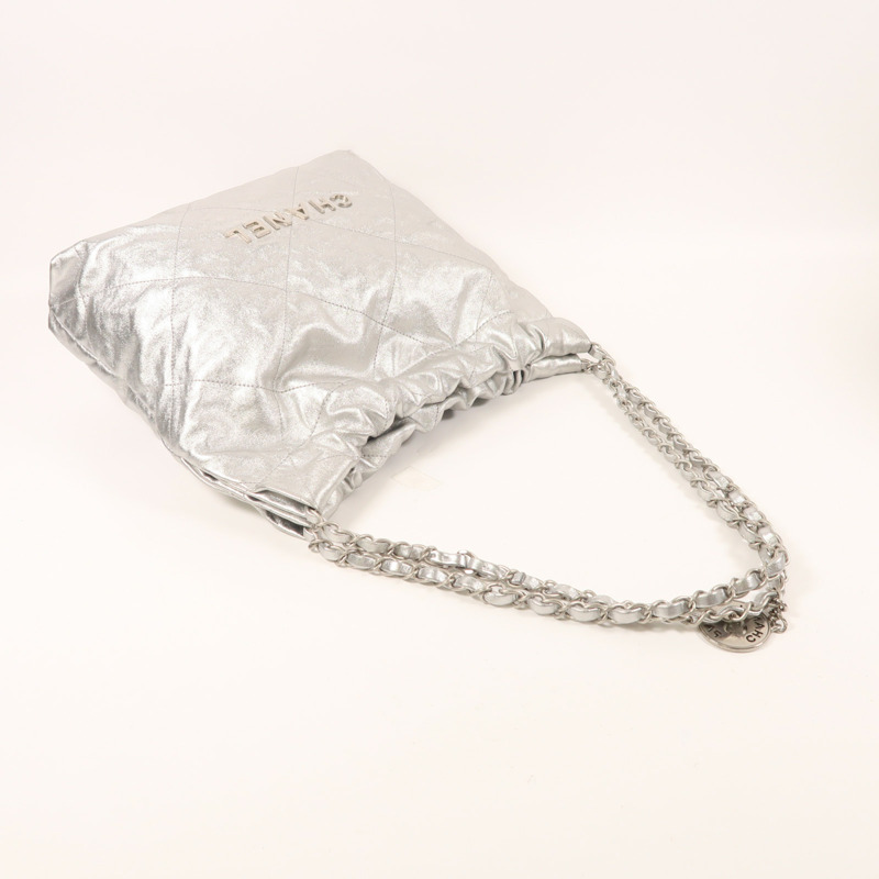 CHANEL 牛皮皮革Chanel 22 Small銀扣鏈帶肩背袋-7