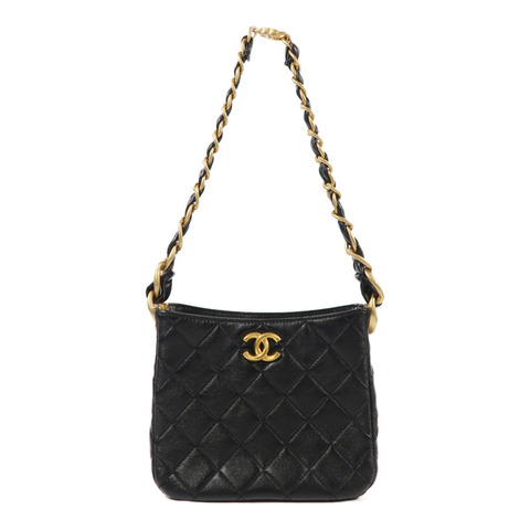 CHANEL 牛皮皮革Hobo Bag金扣鏈帶肩背袋