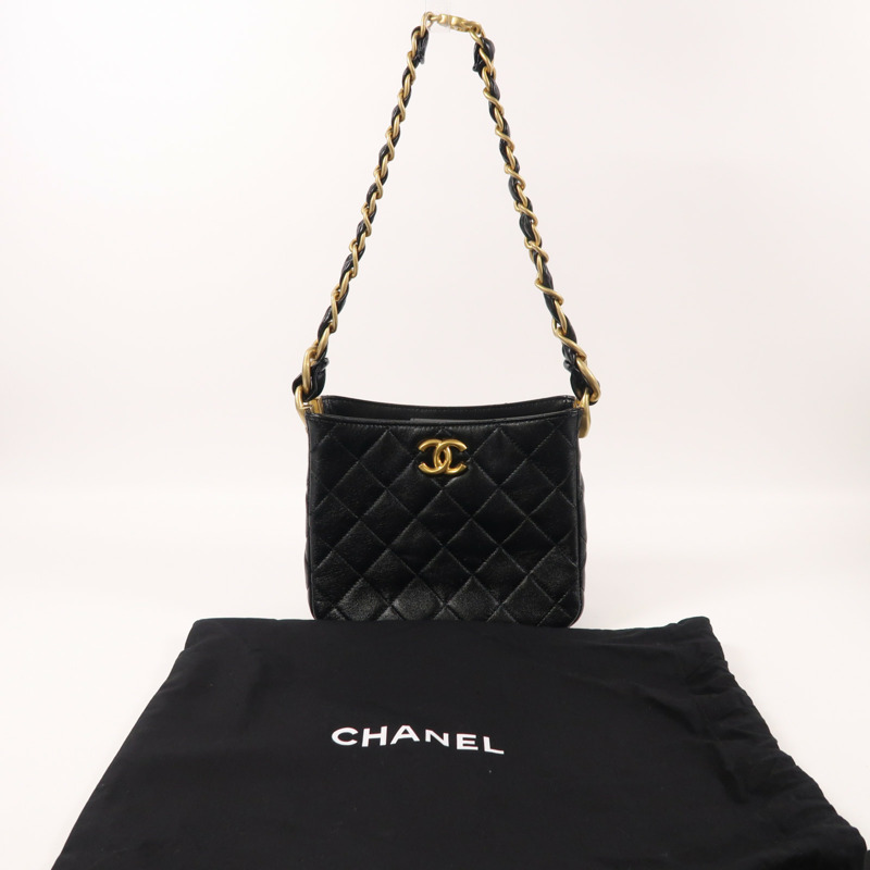 CHANEL 牛皮皮革Hobo Bag金扣鏈帶肩背袋-8