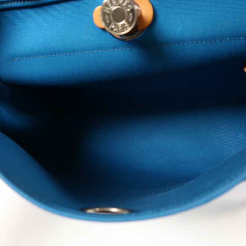 HERMES 帆布Herbag PM銀扣手挽肩背兩用袋Bleu Aztequ-4