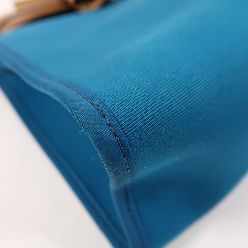 HERMES 帆布Herbag PM銀扣手挽肩背兩用袋Bleu Aztequ-11