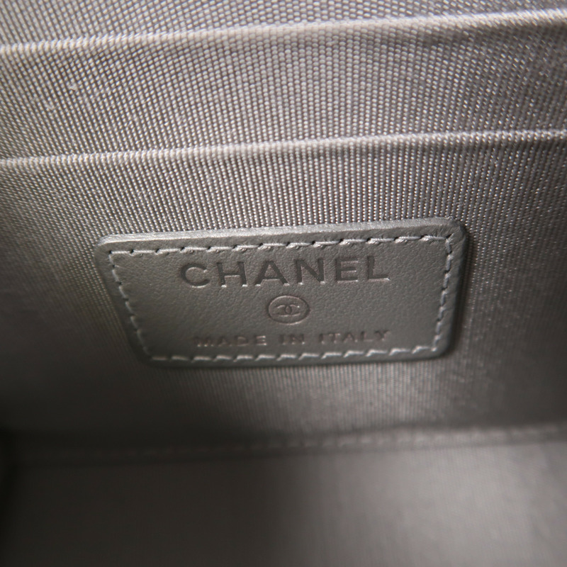 CHANEL 羊皮皮革Micro Trendy CC銀扣鏈帶肩背袋-5