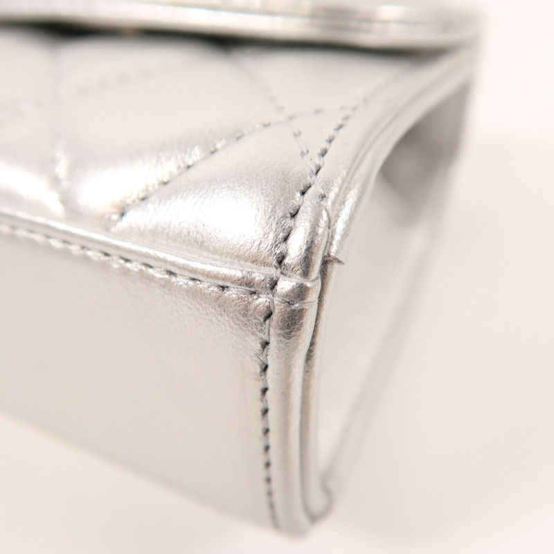 CHANEL 羊皮皮革Micro Trendy CC銀扣鏈帶肩背袋-11