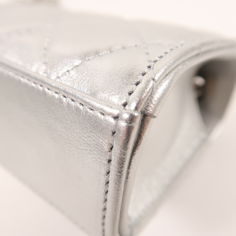 CHANEL 羊皮皮革Micro Trendy CC銀扣鏈帶肩背袋-13