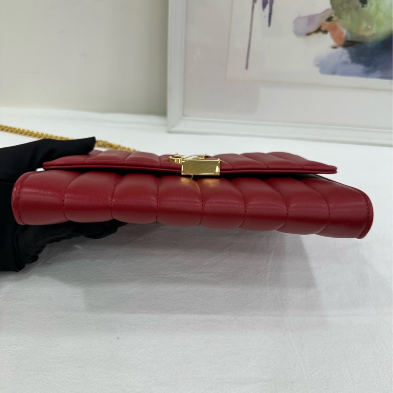 YSL /SAINT LAURENT PARIS/聖羅蘭 Vicky 皮質 酒紅色 戚薇同款 尺寸約20x17 厘米-6
