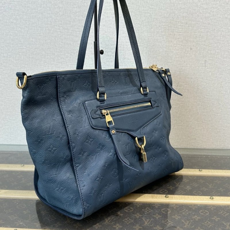 LV 全皮藍色金扣Lumineuse手提斜背包 34*27*17 98新配件塵袋-1