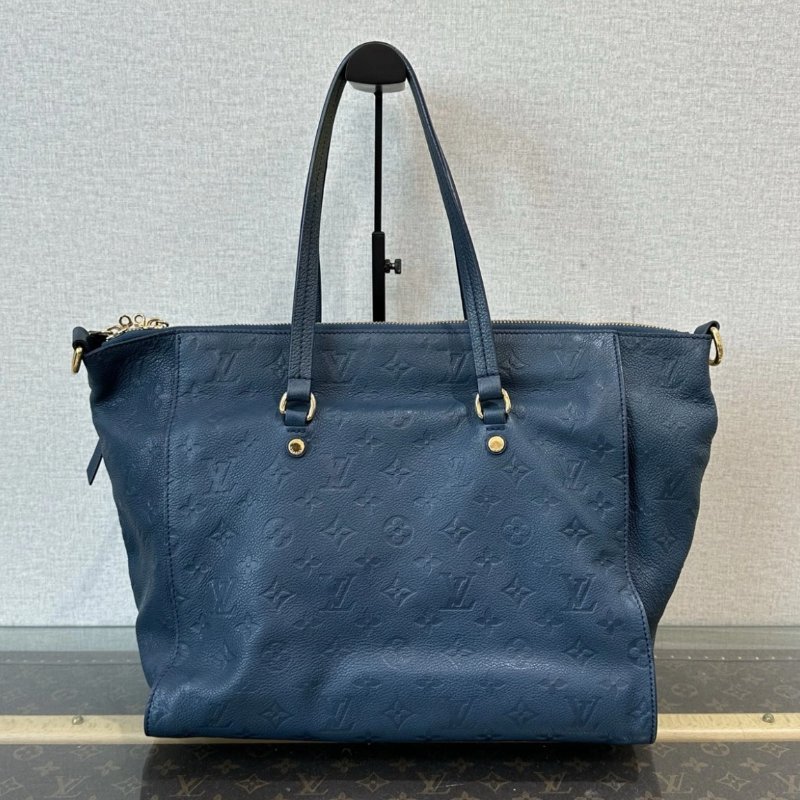 LV 全皮藍色金扣Lumineuse手提斜背包 34*27*17 98新配件塵袋-5