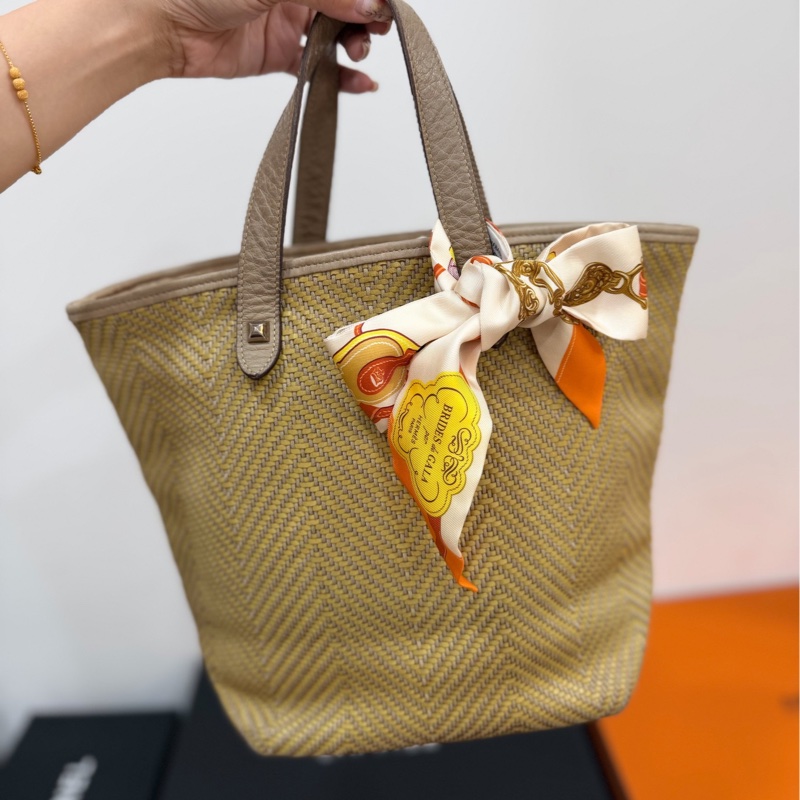 HERMES CHENNAI 草編 編織 菜籃子 竹編包 海攤包 購物包 手提包 購物袋-2