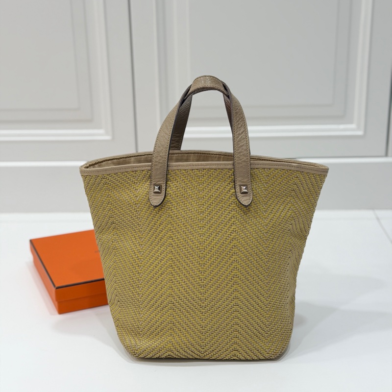 HERMES CHENNAI 草編 編織 菜籃子 竹編包 海攤包 購物包 手提包 購物袋-3